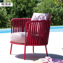 Nordic Outdoor Rattan Rattan-Made Room Sofa Sunscreen Waterproof Outdoor Terrace Casual Patio Garden Combined Rattan Chair