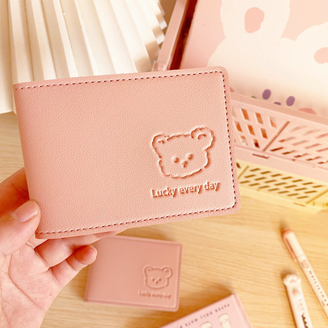 biubiu Xiaomi's new driving notebook leather case women bear pink driver's license ປົກ​ປັກ​ຮັກ​ສາ ID ກະ​ເປົ໋າ​ບັດ​ງາມ