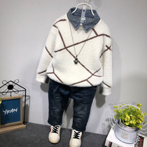 Boys sweater mink velvet pullover autumn and winter Korean version of Yangqi 2020 new childrens mohair line coat middle child