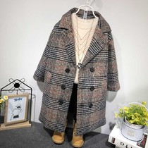 Boys  medium and long tartan padded coat 2020 British wind coat Medium and large childrens coat fashion foreign style