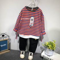 Boys striped sweater sweatpants suit 2020 spring new products Childrens casual two-piece set Korean version of fashion foreign style