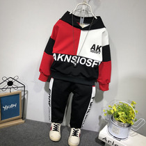 Boys cotton sweater suit 2021 Korean version of the Western style personality sports suit casual fashion childrens spring and autumn new