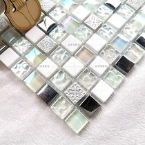 White symphony glass mosaic Simple modern tile background wall Cut painting entrance background wall