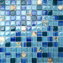 Mediterranean Blue Glass Mosaic Swimming pool background wall Shell tile Fish pond Pool discount promotion