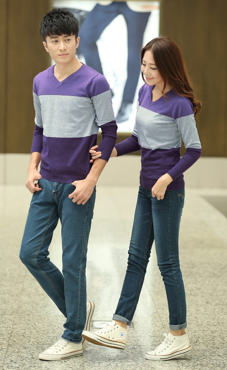 Mùa thu gấu trúc mùa xuân và mùa thu áo len mỏng triều kinh doanh bình thường của nam giới áo len V-Cổ áo thun couple áo len Hàn Quốc phiên bản áo len cổ cao