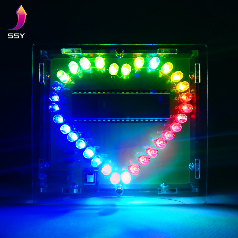 Love lamp welding kit Colorful LED lamp heart-shaped water lamp send program diy electronic components welding parts
