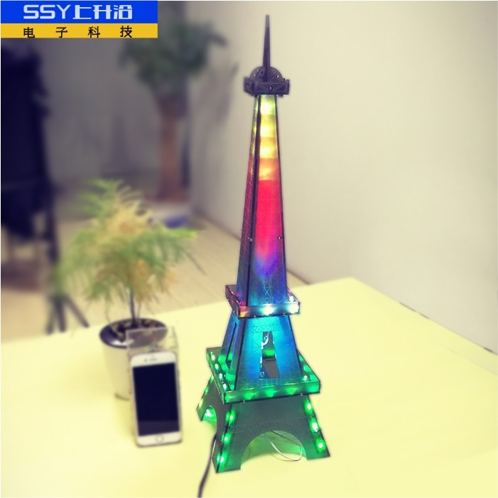 Light Cube kit Paris Tower Eiffel Tower LED Music Spectrum Electronic DIY production of loose pieces