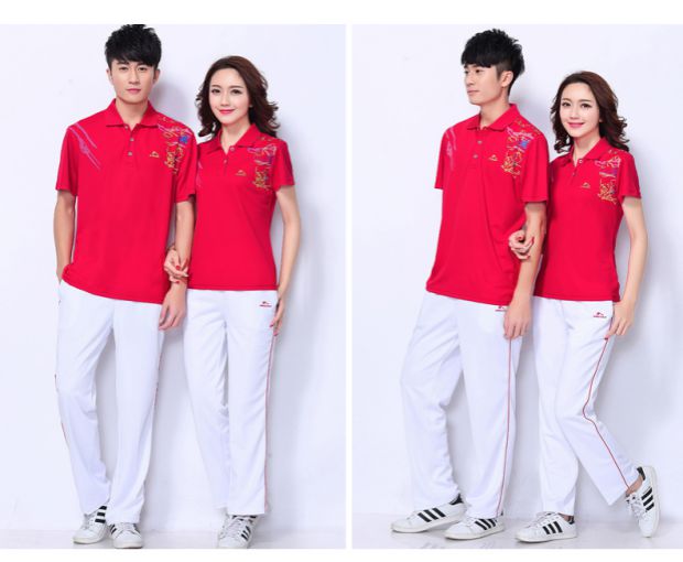 Jinguan mùa hè nhảy vuông áo thun quần ngắn tay thể thao phù hợp với nam và nữ Jiamusi thể dục nhịp điệu quần áo bóng mềm - Thể thao sau quần áo thể thao lining
