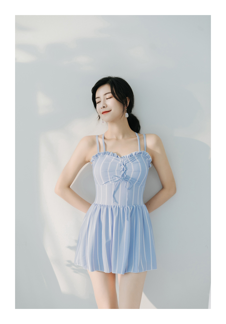 Áo tắm Mulang 2018 mới Hàn Quốc nhỏ tươi sinh viên bảo thủ kiểu váy liền thân ngực nhỏ tắm nước nóng mùa xuân cho nữ áo bơi liền thân dài tay