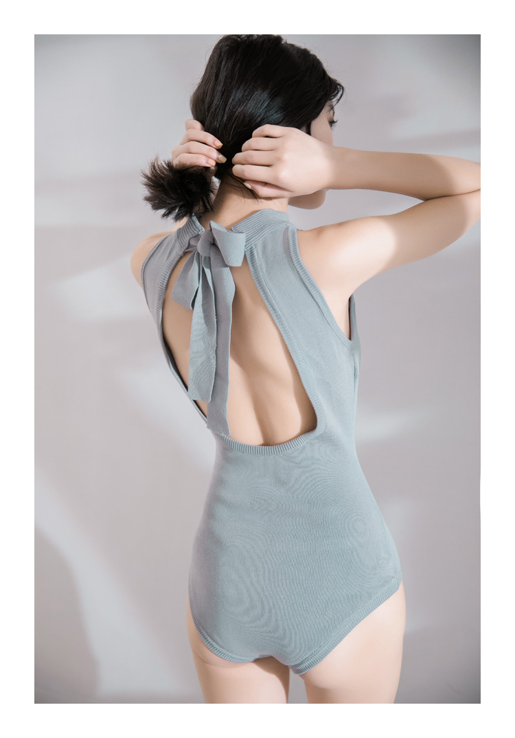 Mulang mới màu xám xanh đan áo tắm tam giác gợi cảm Xiêm thanh lịch backless nữ thần bảo thủ đồ bơi phụ nữ bikini một mảnh đi biển