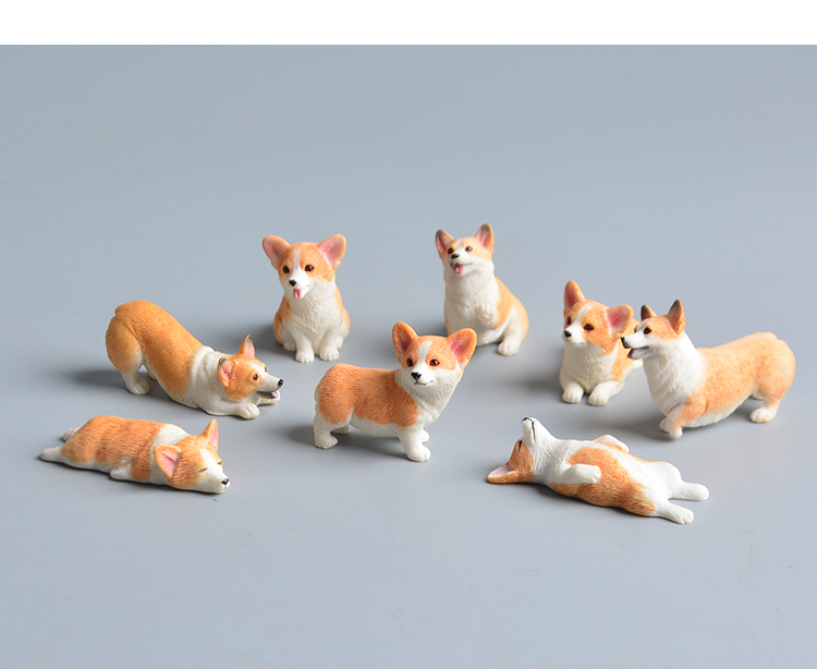 Simulated Small Animal Fortune-Attracting Mini Corgi Cute Puppy Cartoon Figurine Miniature Landscape Model Ornament