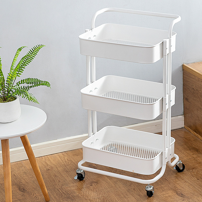 New all-metal beauty salon special medical three-layer tool trolley hair nail pattern embroidery storage shelf
