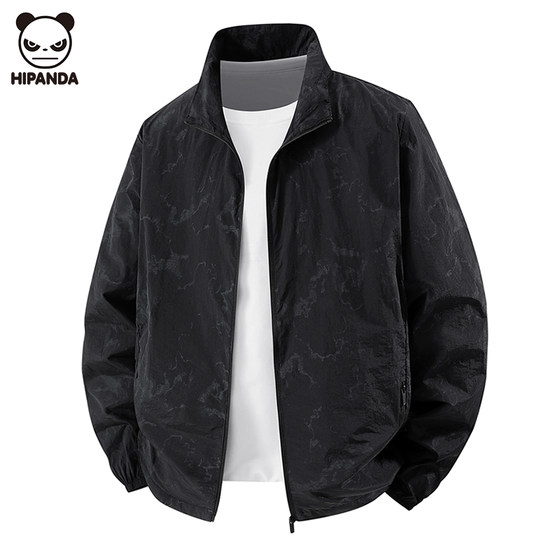
Hi Panda ice silk sun protection clothes for men in summer loose breathable thin stand collar printed jacket sun protection jacket