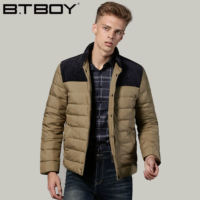 BTBOY cậu bé bóng chày mùa thu và mùa đông quần áo cotton nam áo khoác ngắn cổ đứng áo bay phù hợp với quân đội áo khoác đồng phục bóng chày màu xanh lá cây - Áo vest cotton