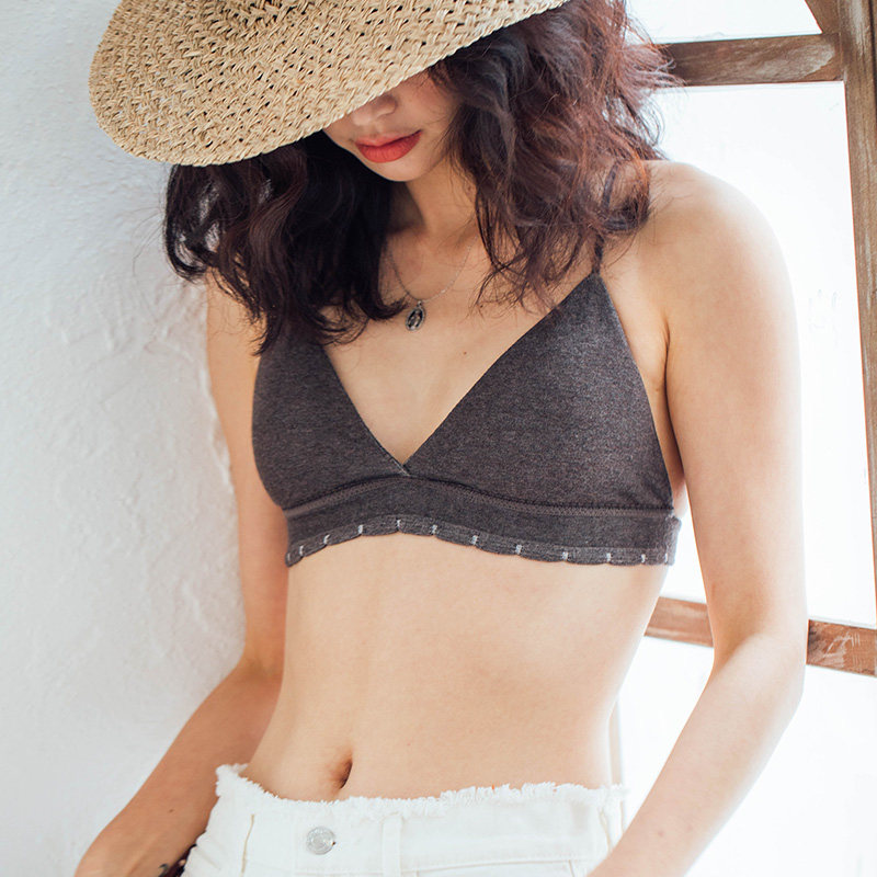 Fan-style triangular cup thin undershirt slim shoulder strap No steel ring cross Beauty back bra Girl Size Chest Harnesses