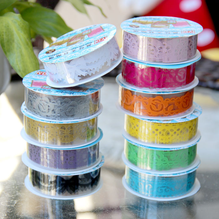 Growth Brochure Diy Handmade Material Kindergarten Lace Multicolored Hollowed-out Lace Tape Diary Decorative Lace Tape