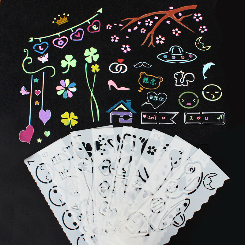 Growth Manual Kindergarten Phase Book Diy Hand Accessories Drawing Hollowed-out Stencil Children Fine Art Painting Tools