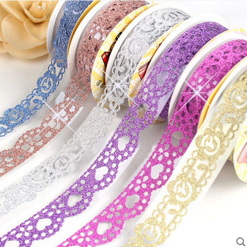 Growth Manual Diy Decorative Material Lace Lace Gold Powder Frosted Adhesive Tape DIY Handmade Personality Colored Adhesive Tape