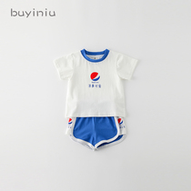Baby suit cloth girl summer dress men and womens net red T-shirt shorts two-piece child Summer foreign sports set