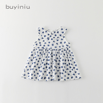 Girl skirt cloth girl summer dress childrens French love dress female baby Foreign style hipster vest dress