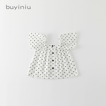 Girl doll shirt cloth girl baby Summer foreign style collar shirt Korean version of childrens net red short sleeve princess style