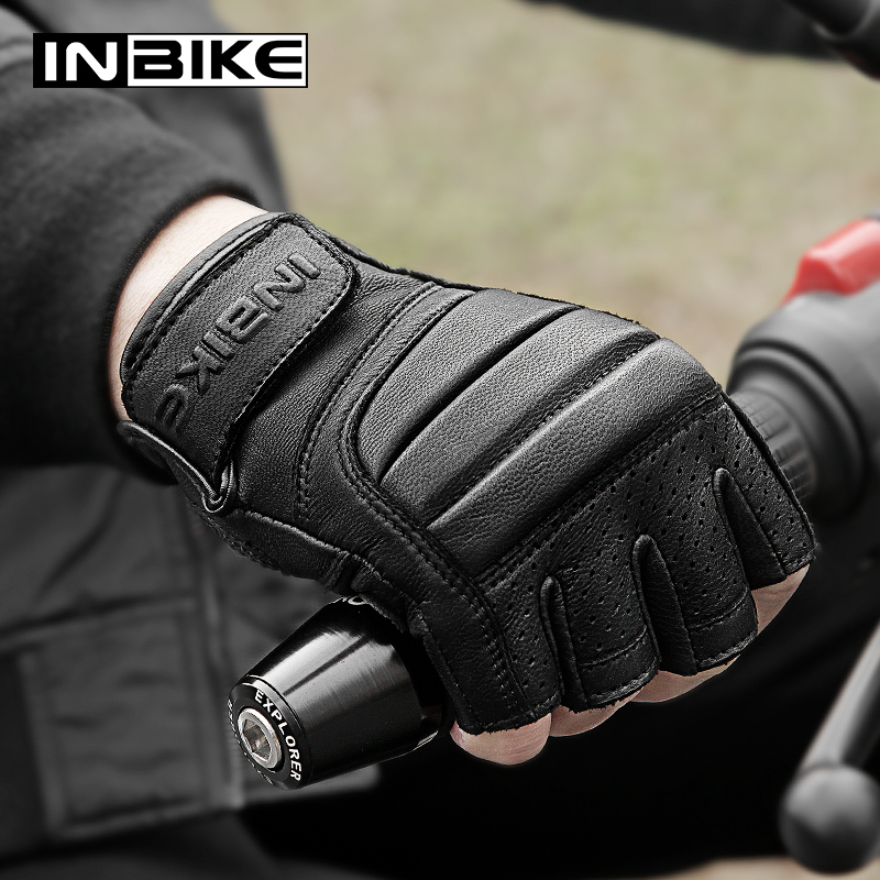 INBIKE Summer Halffinger Locomotive Gloves Mountain Goat Leather Locomotive Gear for men and women sunscreen casual retro breathable
