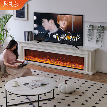 1.8/2.2/ 2.4m French-Style Fireplace Tv Cabinet Solid Wood Home Living Room Simulated Flame Decoration Electric Heater