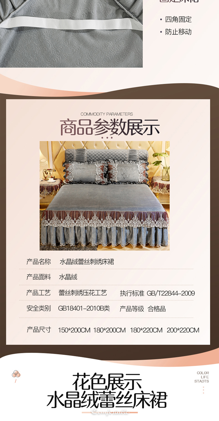 Châu Âu pha lê nhung giường ngủ giường đơn mảnh Fale nhung giường bìa san hô lông cừu đôi nhung bảo vệ bìa giường mùa đông tấm - Váy Petti giường váy