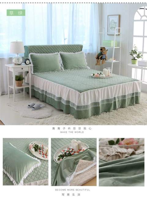 Phương pháp giường flannel váy trong một mảnh nhung bông khăn trải giường Levin Coral giường dày tấm bìa chăn trượt giường doanh nghiệp - Váy Petti