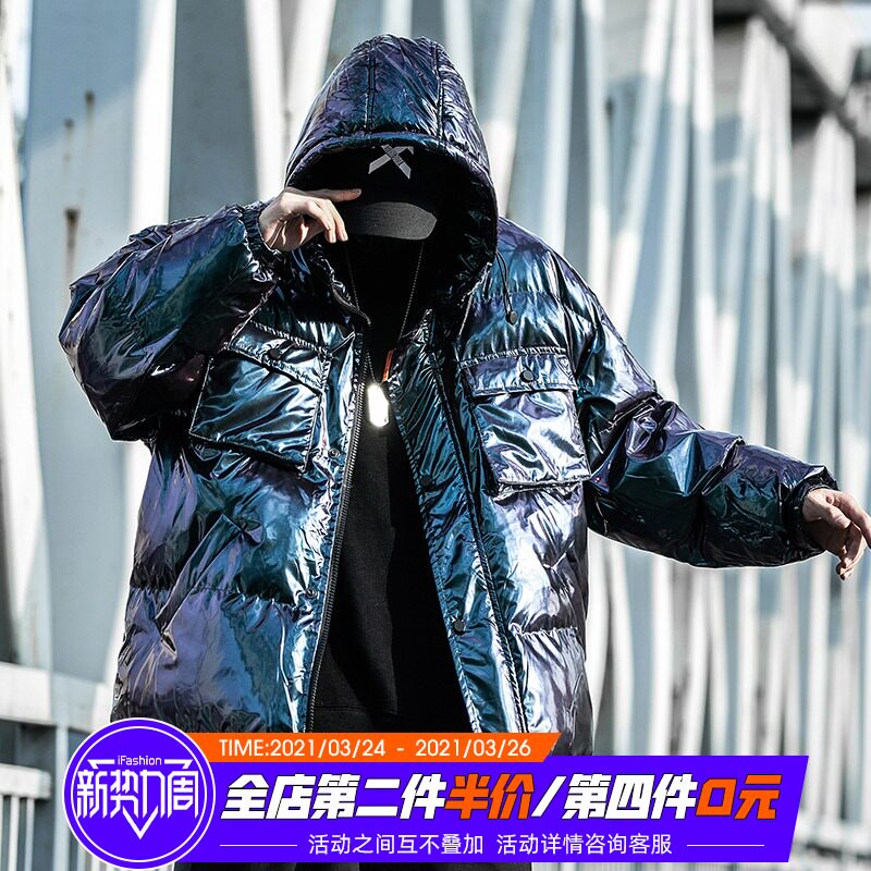 National tide winter cotton men plus thick plus down 2020 tide brand bread clothing reflective workwear jacket down cotton clothing tide