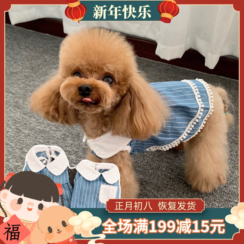 Lapel denim doll skirt pet cat dog dress skirt VIP Teddy YorkShire bi bear Bomei bear chirp