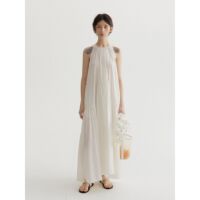 COLNE Summer Commuting Design Tencel Hanging Neck Vest A Volume Dress C5155