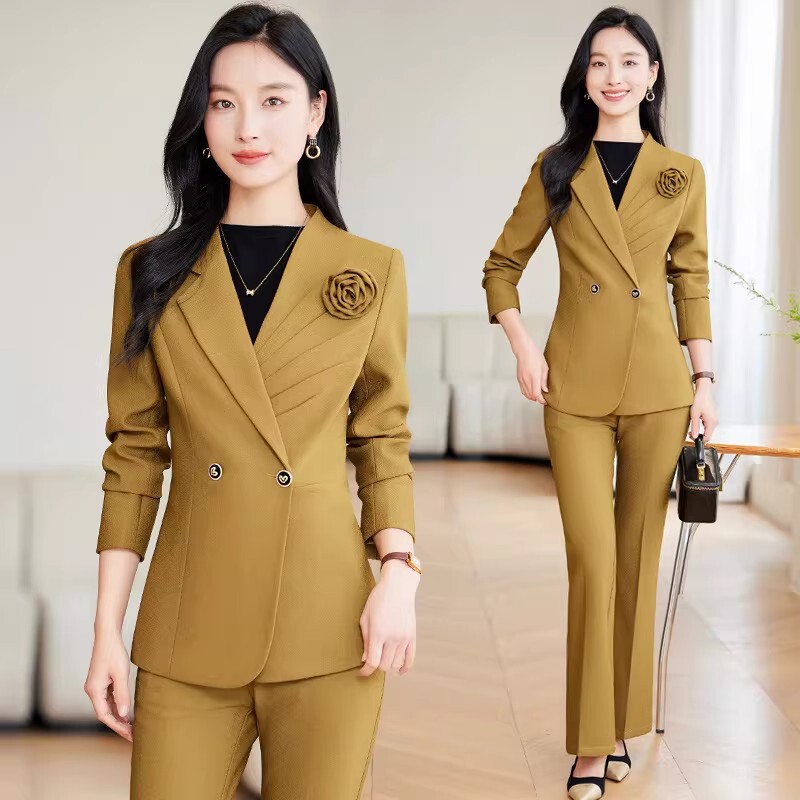 High-End Professional Suit for Women, Autumn and Winter 2025 New Fashion Casual Elegant Goddess Style Rose Red Blazer and Wide-Leg Pants