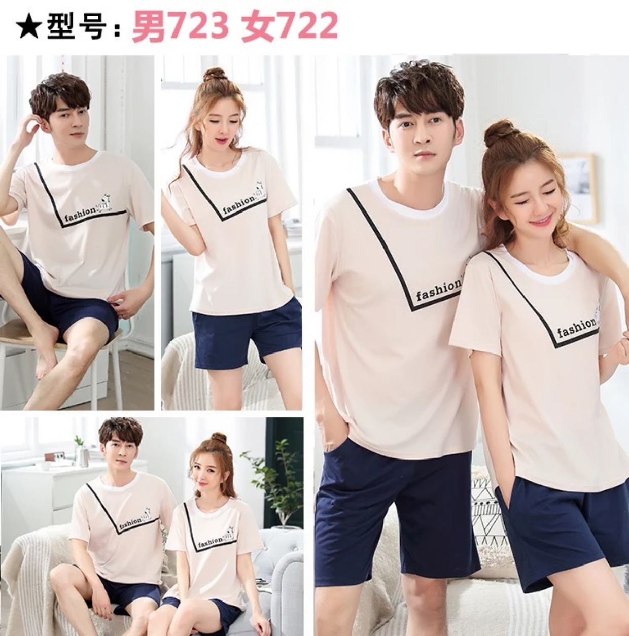 Bộ đồ ngủ đôi mùa hè cotton ngắn tay dễ thương Bộ đồ ngủ Hàn Quốc phụ nữ mùa hè dịch vụ nhà nam Bộ đồ ngủ mùa hè mỏng phù hợp kiểu đồ bộ