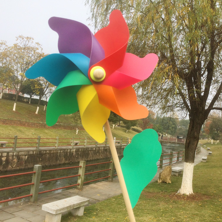 Windmill decorative toy outdoor plastic spinning color kindergarten children holding wooden poles large colorful windmill