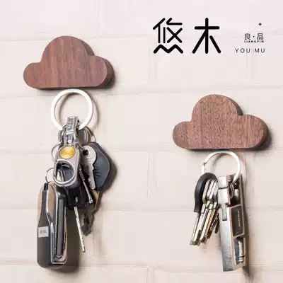 Every day special offer creative walnut key organizer wall hook strong magnet key suction porch refrigerator sticker