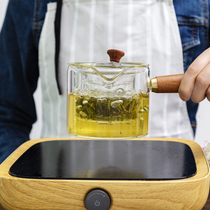 Creative heat-resistant and high temperature resistant glass household black tea steam tea boiler electric pottery stove steamed tea side filter bubble teapot