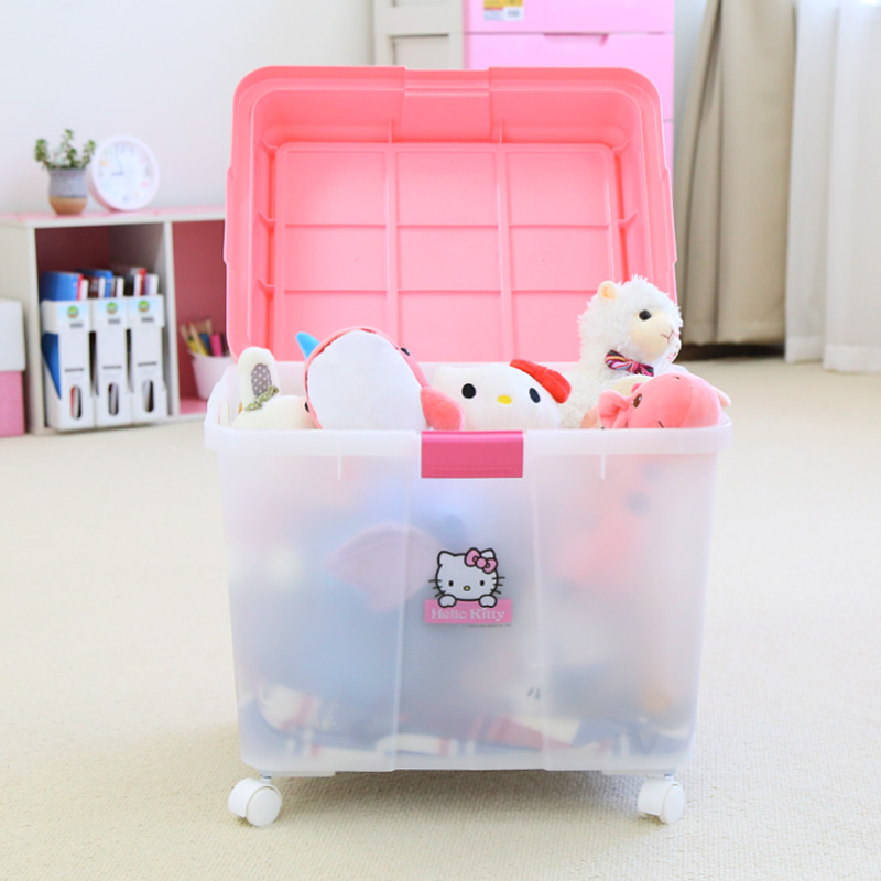 Japan IRIS large-capacity transparent universal wheel children's toy clothing storage box pulley finishing box can be superimposed