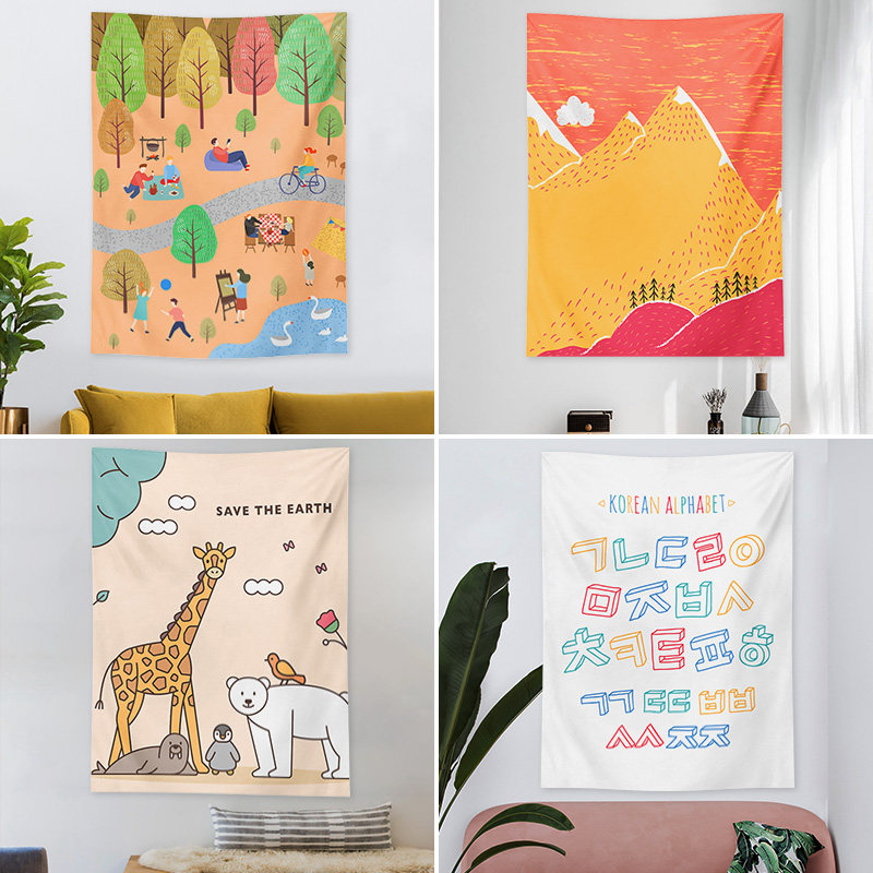 Simple ins Wind hanging cloth background cloth personality bedside dormitory room decoration wall cloth net Red Live Tapestry