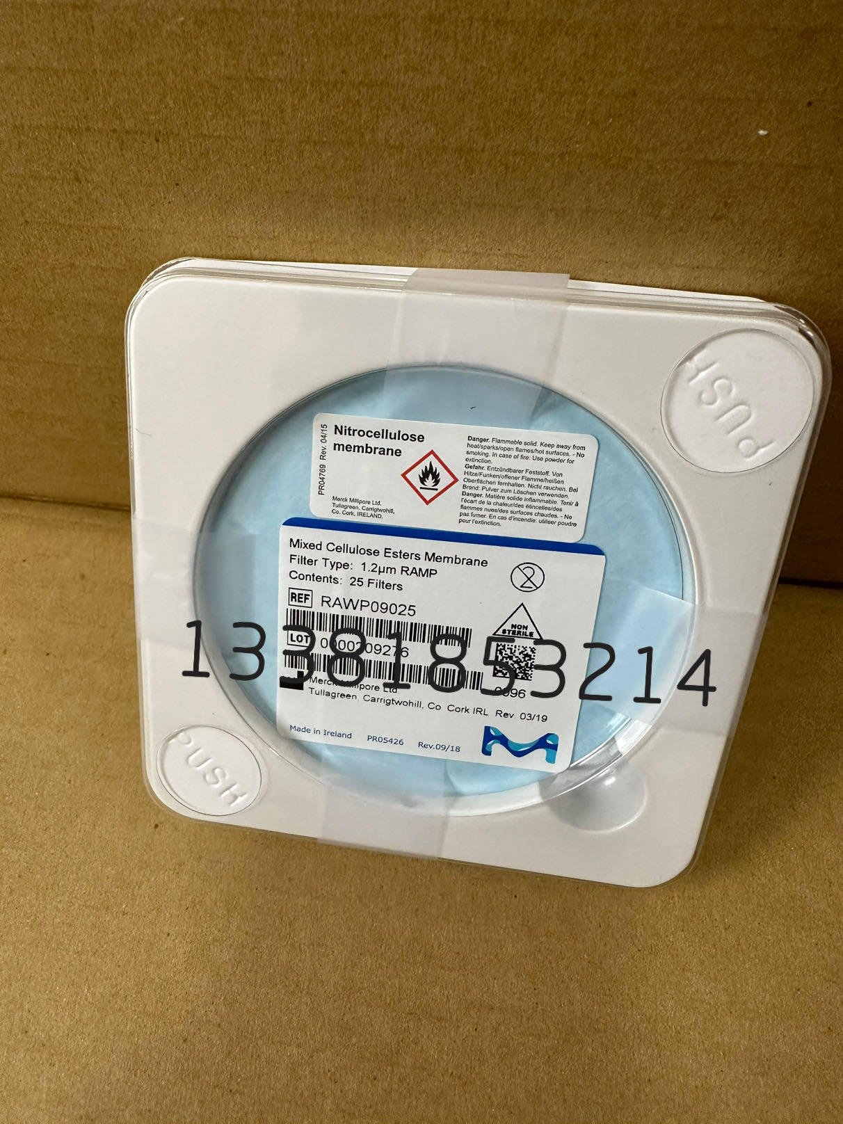 Merck默克Millipore密理博90mm 1.2um混合纤维素滤膜RAWP09025