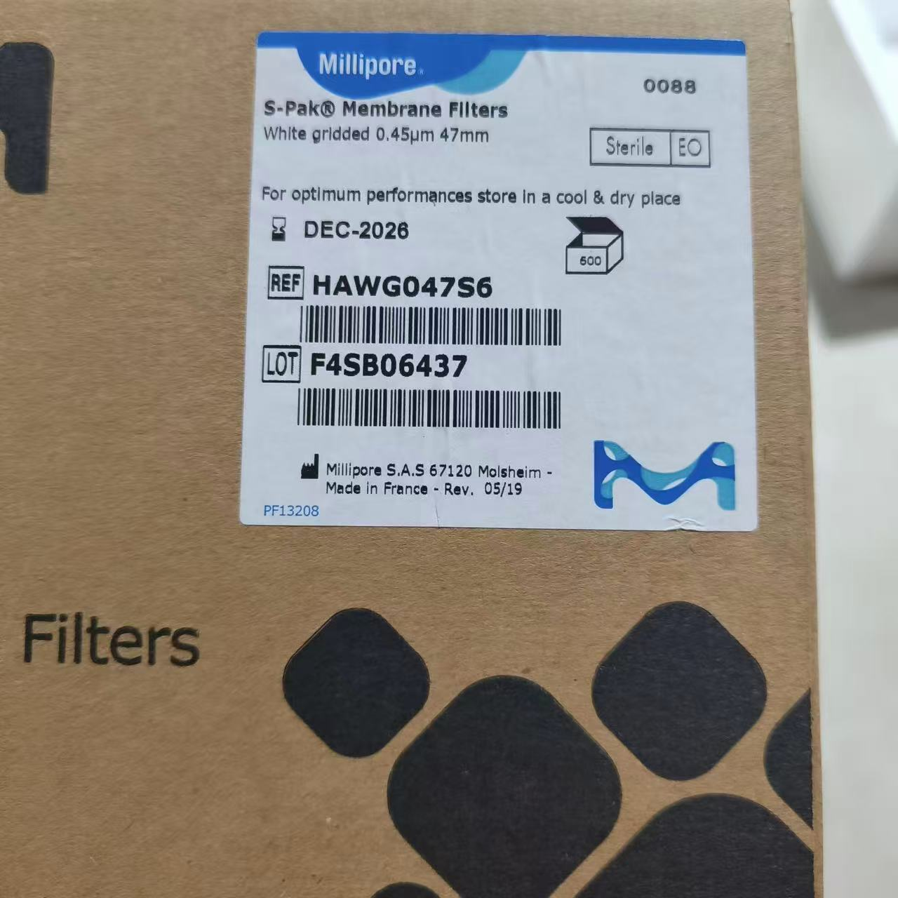 Millipore无菌滤膜HAWG047BW S-PAK白底黑格0.45um实验滤膜
