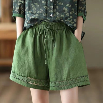ໂສ້ງຂາສັ້ນຜ້າແພບາງໆ ແອວ retro elastic