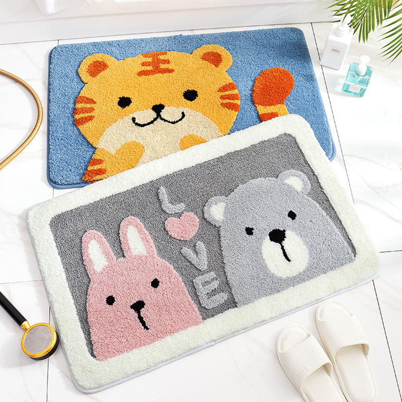 Cartoon Bathroom Doormat Floor Mat Absorbent Toilet Makeup Room Waterproof Non-slip Mat Home Living-room Bathroom Bathroom