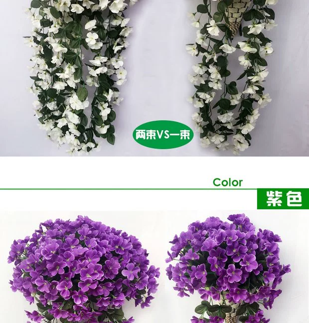 Hoa giả hoa giả tím treo hoa nho treo tường treo hoa lan treo giỏ hoa phòng khách ban công trang trí hoa - Hoa nhân tạo / Cây / Trái cây chậu hoa giả để bàn