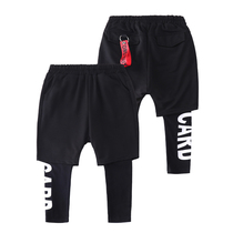 Mid-boy Han version of the new childrens clothing spring boy fake two sports pants children shorts skintight pants two sets