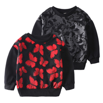 New childrens clothing spring-style boy Han version T-shirt embroidery sticker with long sleeves round neckline and baby loose to hit bottom