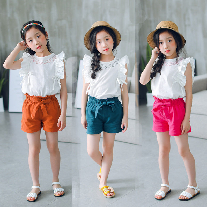 New children's clothing Summer Korean version Children's clothing Cotton Hemp Broadlegs Shorts Hot Pants Summer Style Shorts Breathable Shorts