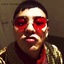 GD Quan Zhilong the same semi-transparent sunglasses mens red sunglasses round frame Japanese metal frame tide personality