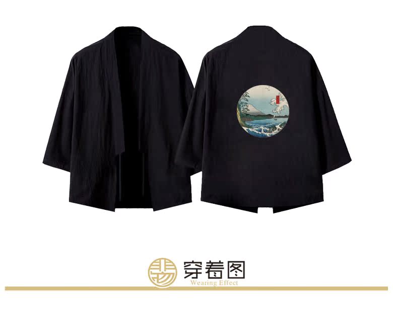 Yu Zi Nan kimono Mùa hè mỏng mảnh rộng kích thước lớn và áo khoác gió Nhật Bản in kimono nhỏ sóng cardigan - Áo khoác đôi áo thun nike