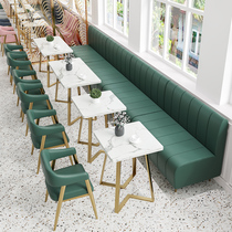 Net red Qing fresh dessert milk tea shop café snack dining shop cafeteria cafeteria cafeteria sofa table and chair combination